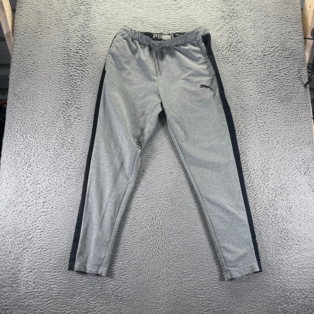 Puma Pant Mens M Gray Track Straight Performance Drawstring Running Training